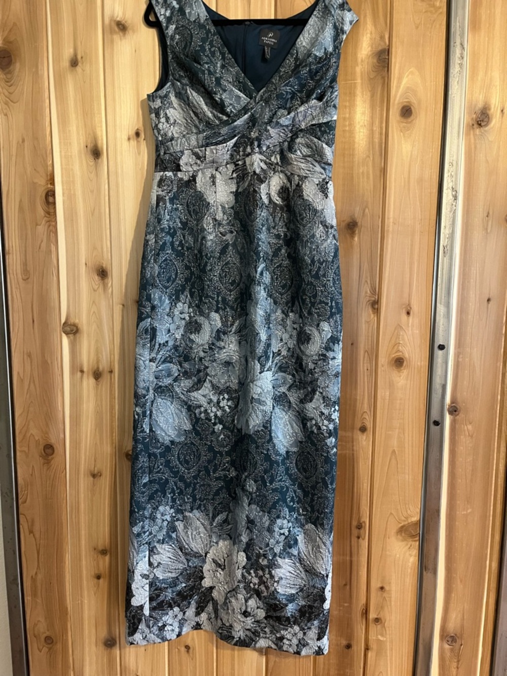 Adrianna Papell Black and Silver Floral V-Neck - Adrianna Papell Lilliana Dress